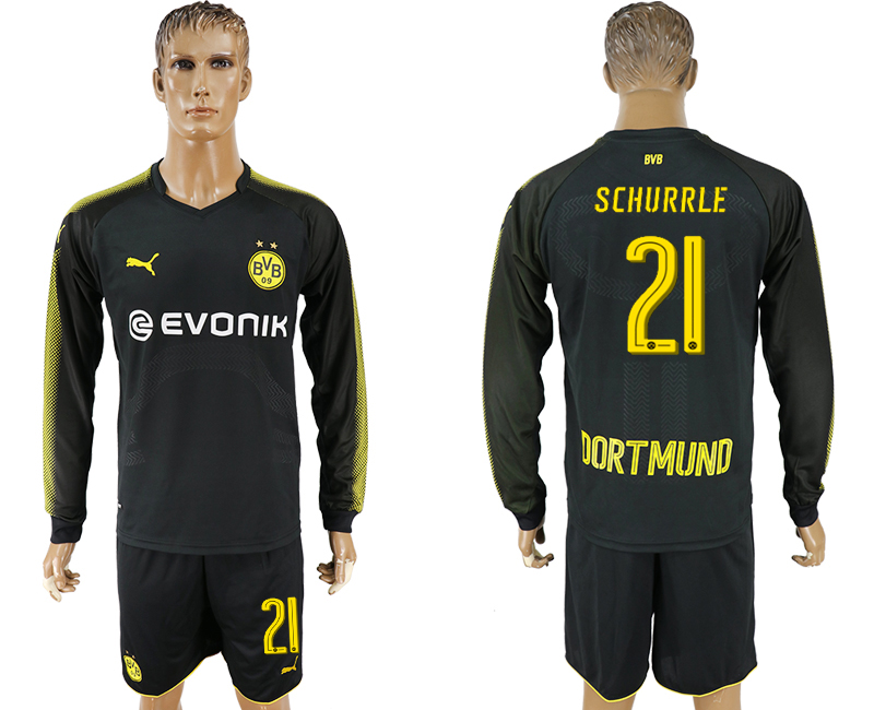 2017-18 Dortmund 21 SCHURRLE Away Long Sleeve Soccer Jersey