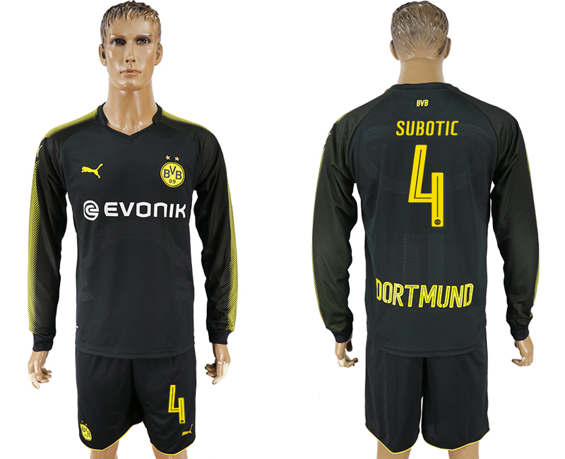 2017-18 Dortmund 4 SUBOTIC Away Long Sleeve Soccer Jersey