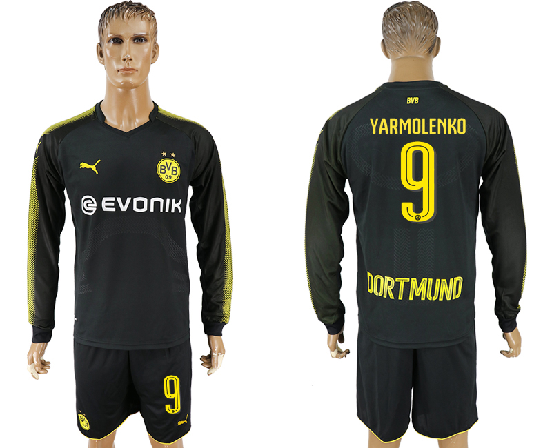 2017-18 Dortmund 9 YARMOLENKO Away Long Sleeve Soccer Jersey