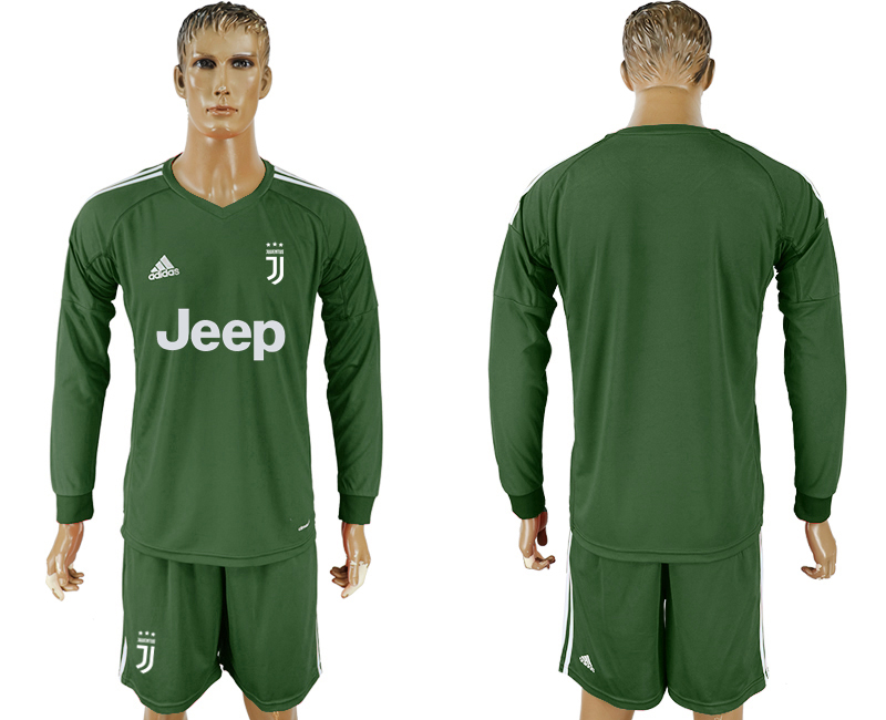 2017-18 Juventus Military Green Long Sleeve Goalkeeper Soccer Jersey