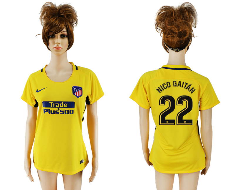 2017-18 Atletico Madrid 22 NICO GAITAN Away Soccer Jersey 2017-18 Atletico Madrid 22 NICO GAITAN Away Soccer Jersey