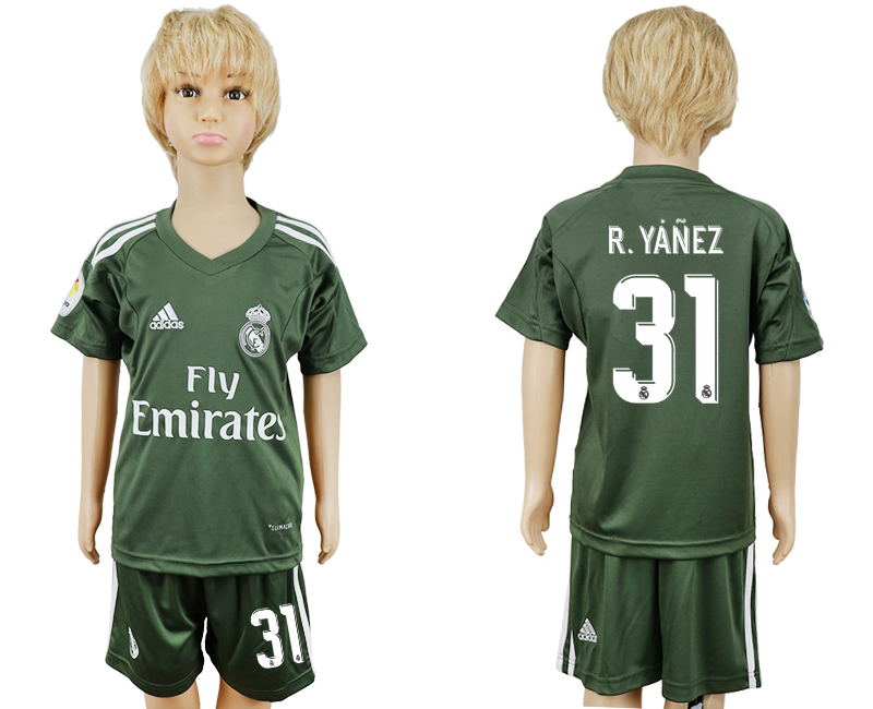 2017-18 Real Madrid 31 R. YANEZ Military Green Youth Goalkeeper Soccer Jersey