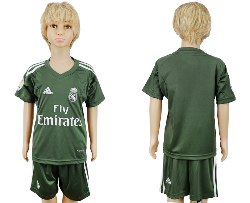 2017-18 Real Madrid Military Green Youth Goalkeeper Soccer Jersey
