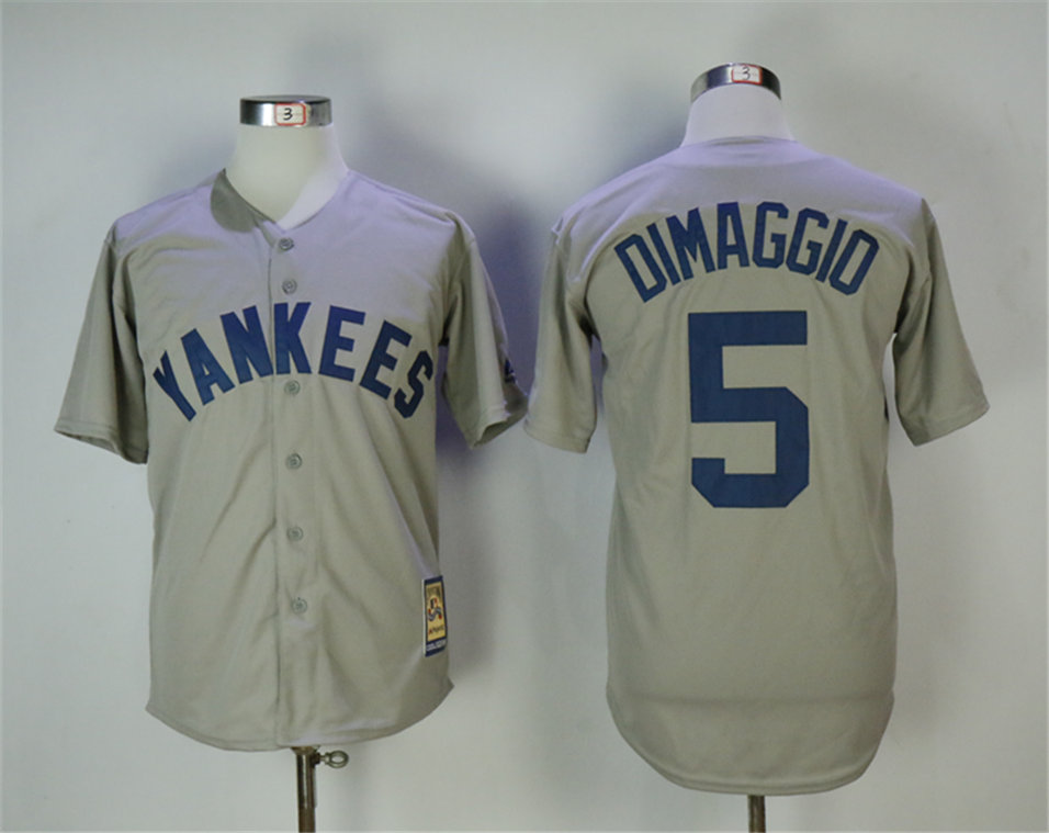 Yankees 5 Joe Dimaggio Gray Cooperstown Collection Throwback Jersey - Click Image to Close