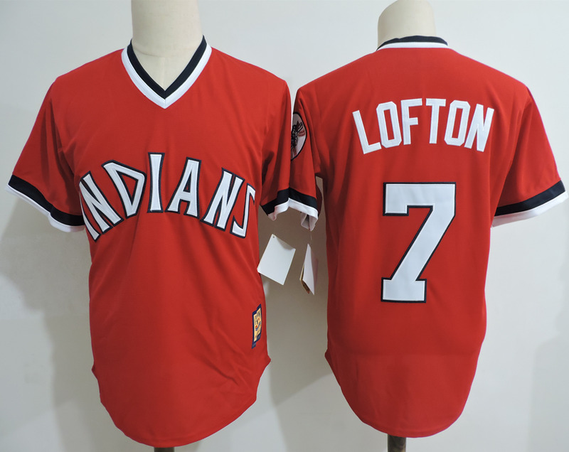 Indians 7 Kenny Lofton Red Cooperstown Collection Throwback Jersey - Click Image to Close