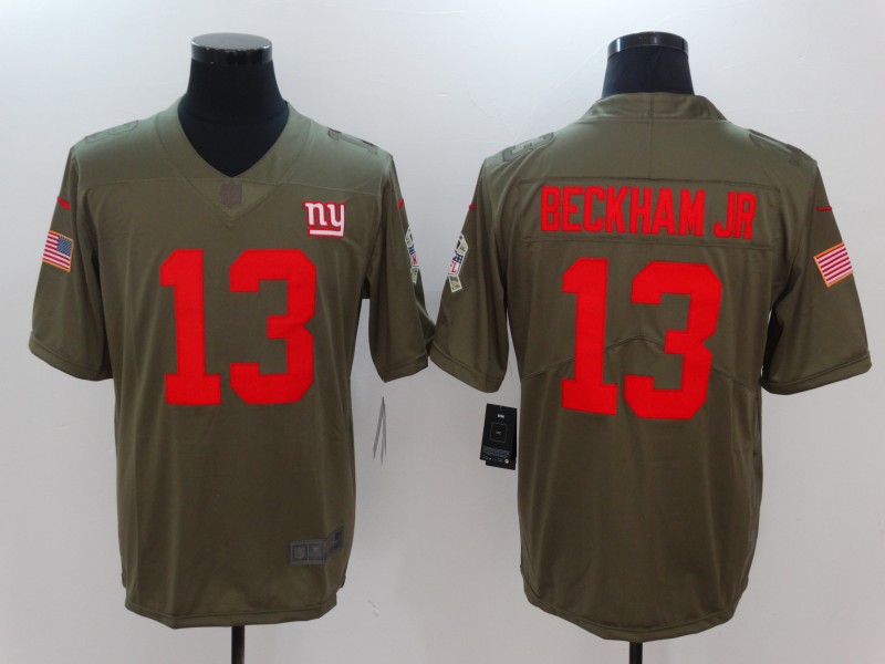 Nike Giants 13 Odell Beckham Jr. Olive Salute To Service Limited Jersey