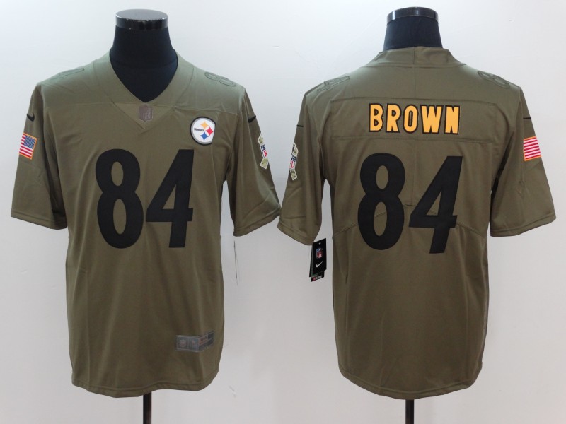 Nike Steelers 84 Antonio Brown Olive Salute To Service Limited Jersey