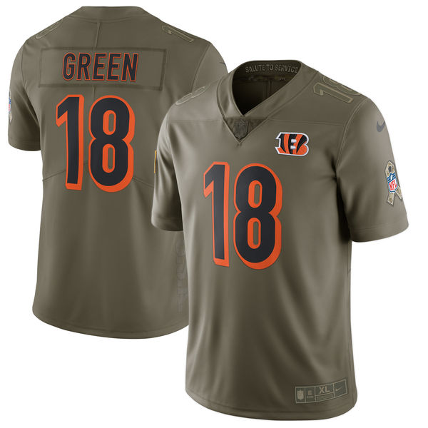 Nike Bengals 18 A.J. Green Youth Olive Salute To Service Limited Jersey