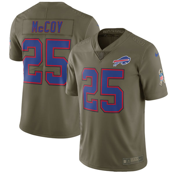 Nike Bills 25 LeSean McCoy Youth Olive Salute To Service Limited Jersey - Click Image to Close