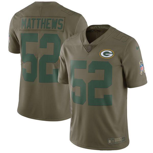 Nike Packers 52 Clay Matthews Youth Olive Salute To Service Limited Jersey