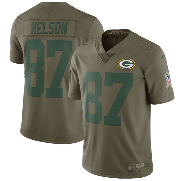 Nike Packers 87 Jordy Nelson Youth Olive Salute To Service Limited Jersey