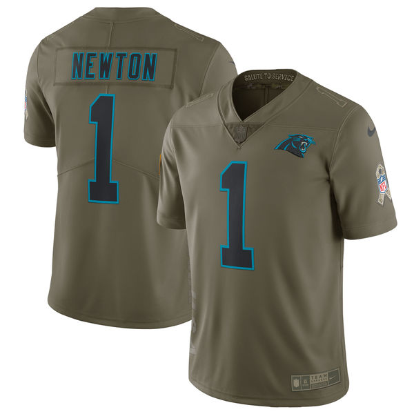 Nike Panthers 1 Cam Newton Youth Olive Salute To Service Limited Jersey