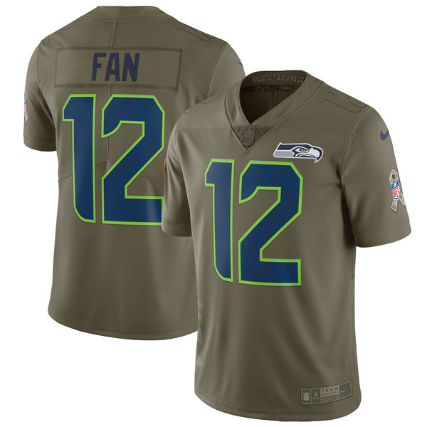 Nike Seahawks 12 Fan Youth Olive Salute To Service Limited Jersey