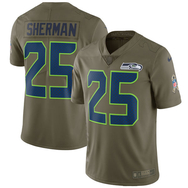 Nike Seahawks 25 Richard Sherman Youth Olive Salute To Service Limited Jersey