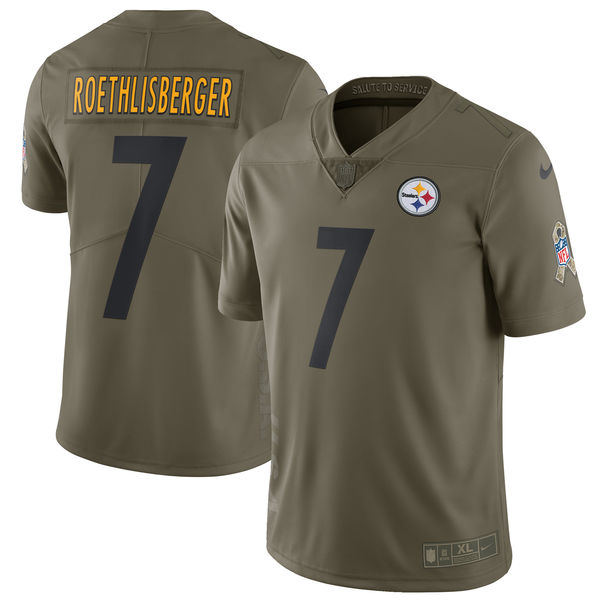Nike Steelers 7 Ben Roethlisberger Youth Olive Salute To Service Limited Jersey