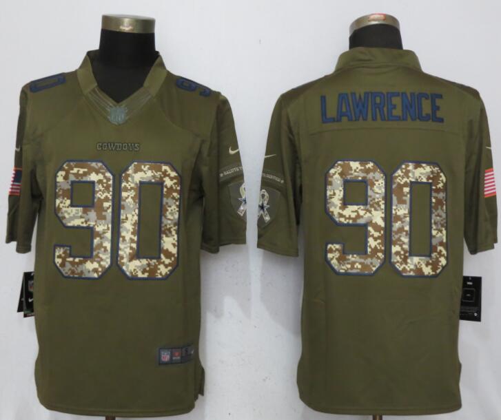Nike Cowboys 90 DeMarcus Lawrence Olive Green Salute To Service Limited Jersey