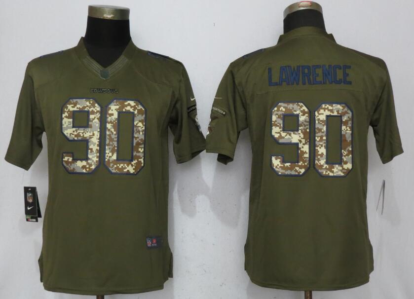 Nike Cowboys 90 DeMarcus Lawrence Women Olive Green Salute To Service Limited Jersey