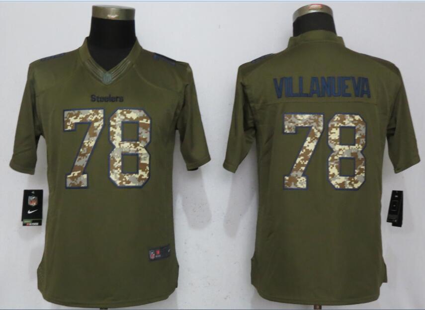 Nike Steelers 78 Alejandro Villanueva Women Olive Green Salute To Service Limited Jersey
