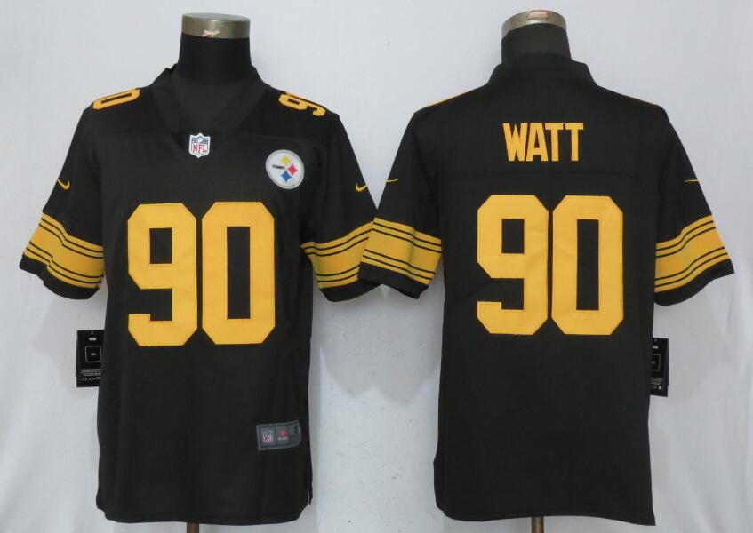 Nike Steelers 90 T.J. Watt Black Color Rush Limited Jersey