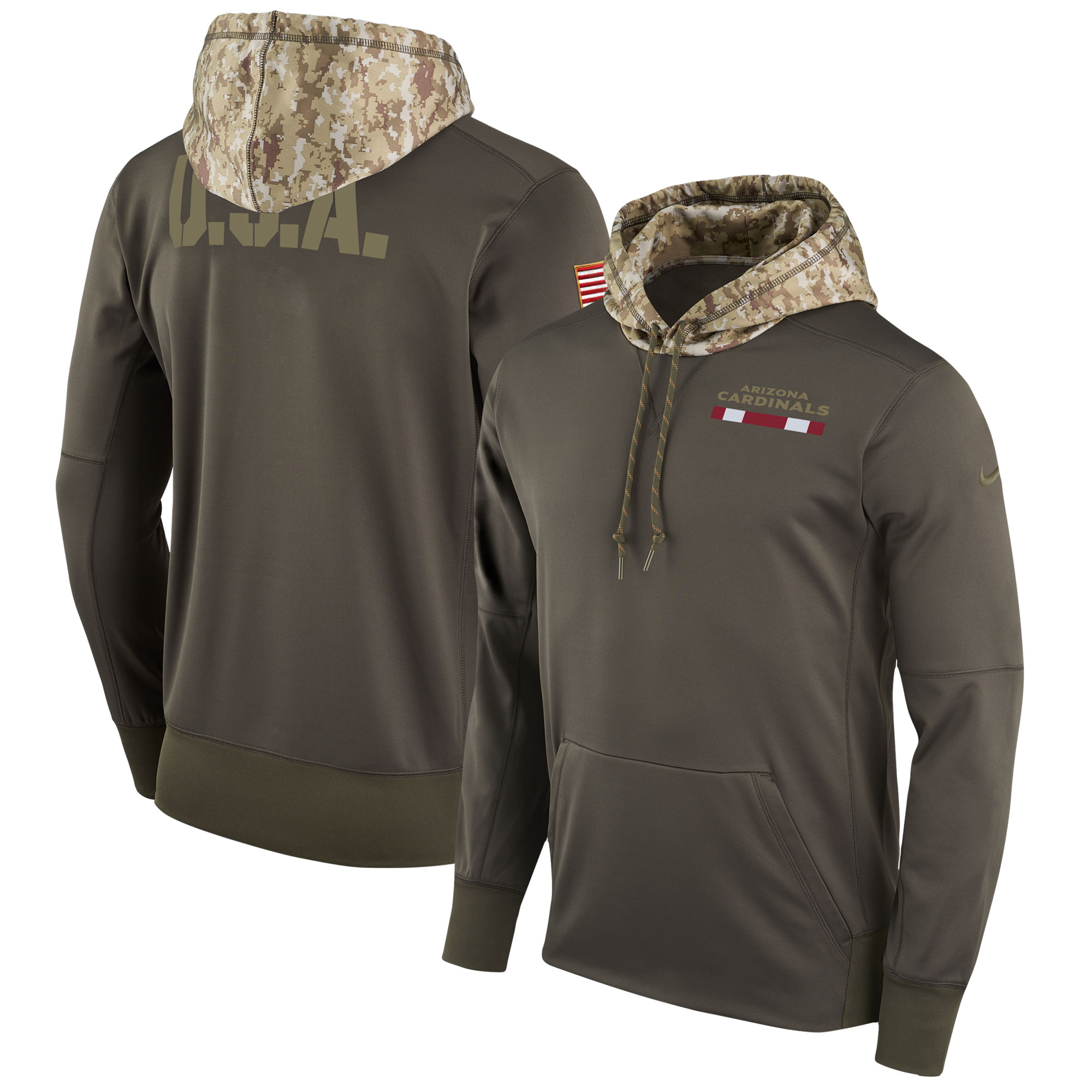 Arizona Cardinals Nike Salute to Service Sideline Therma Pullover Hoodie Olive