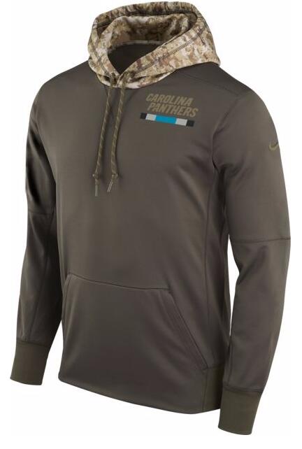 Carolina Panthers Nike Salute to Service Sideline Therma Pullover Hoodie Olive