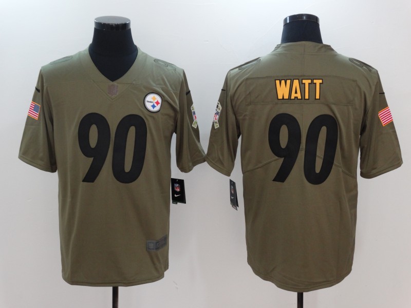 Nike Steelers 90 T.J. Watt Olive Salute To Service Limited Jersey