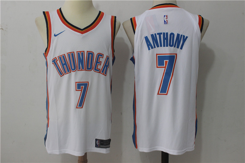 Thunder 7 Carmelo Anthony White Nike Authentic Jersey