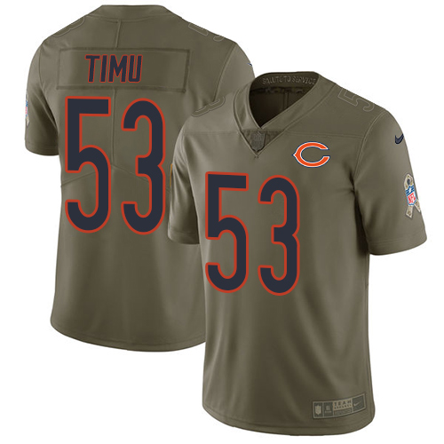 Nike Bears 53 John Timu Olive Salute To Service Limited Jersey