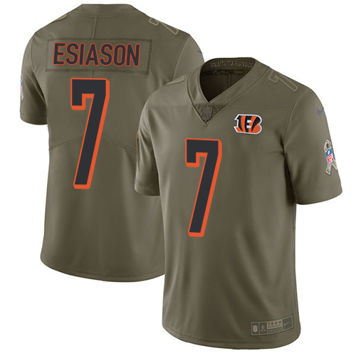 Nike Bengals 7 Boomer Esiason Olive Salute To Service Limited Jersey