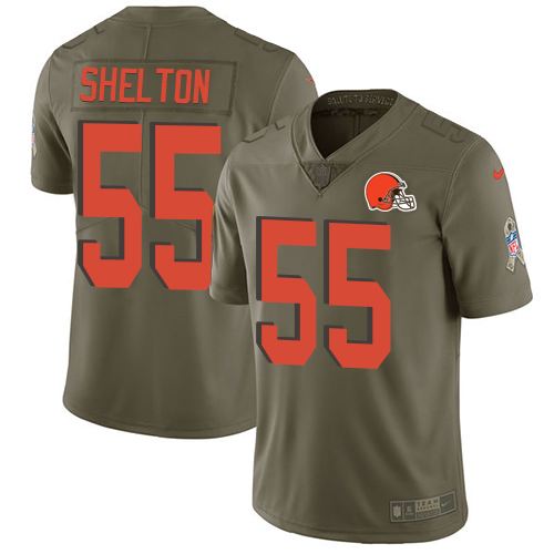 Nike Browns 55 Danny Shelton Olive Salute To Service Limited Jersey