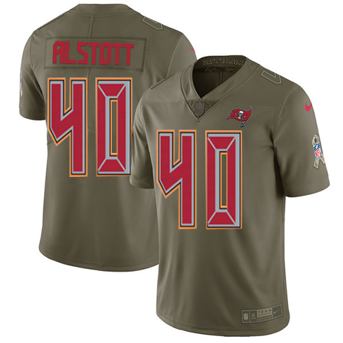 Nike Buccaneers 40 Mike Alstott Olive Salute To Service Limited Jersey
