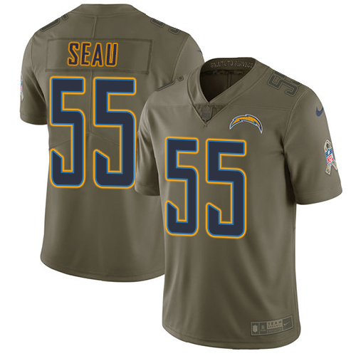 Nike Chargers 55 Junior Seau Olive Salute To Service Limited Jersey