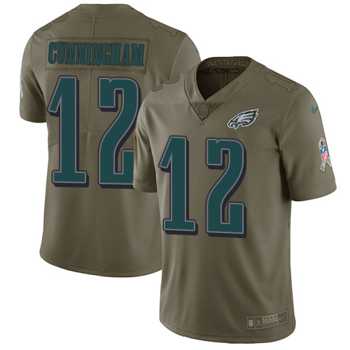 Nike Eagles 12 Randall Cunningham Olive Salute To Service Limited Jersey