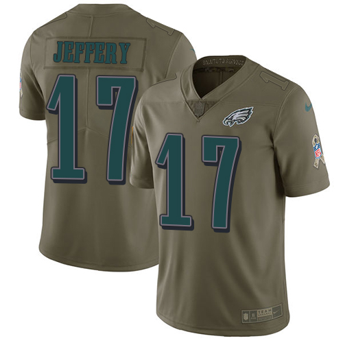 Nike Eagles 17 Alshon Jeffery Olive Salute To Service Limited Jersey
