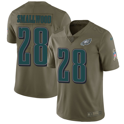 Nike Eagles 28 Wendell Smallwood Olive Salute To Service Limited Jersey