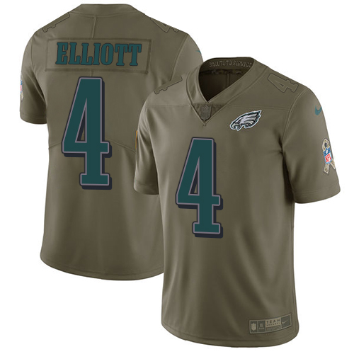 Nike Eagles 4 Jake Elliott Olive Salute To Service Limited Jersey