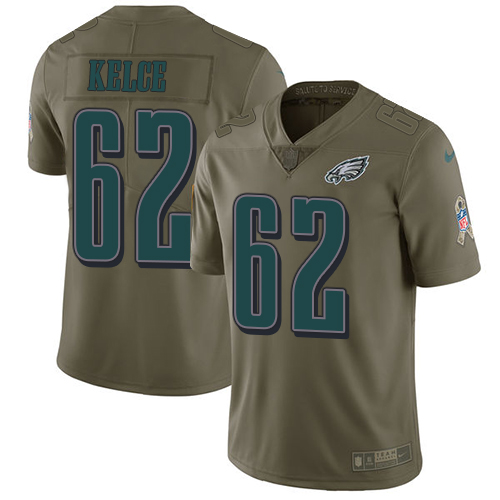 Nike Eagles 62 Jason Kelce Olive Salute To Service Limited Jersey