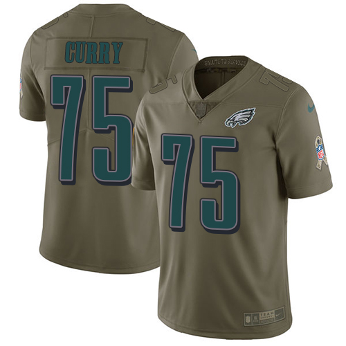 Nike Eagles 75 Vinny Curry Olive Salute To Service Limited Jersey - Click Image to Close