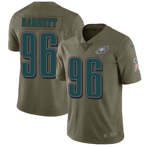 Nike Eagles 96 Derek Barnett Olive Salute To Service Limited Jersey