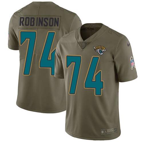 Nike Jaguars 74 Cam Robinson Olive Salute To Service Limited Jersey