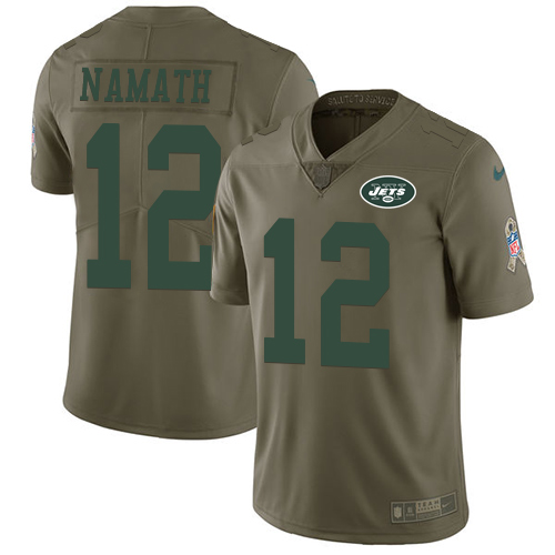 Nike Jets 12 Joe Namath Olive Salute To Service Limited Jersey