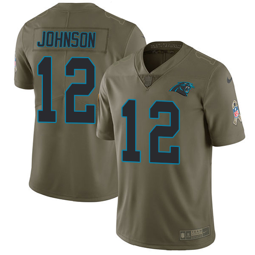 Nike Panthers 12 Charles D. Johnson Olive Salute To Service Limited Jersey