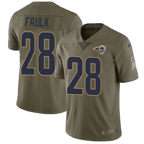 Nike Rams 28 Marshall Faulk Olive Salute To Service Limited Jersey