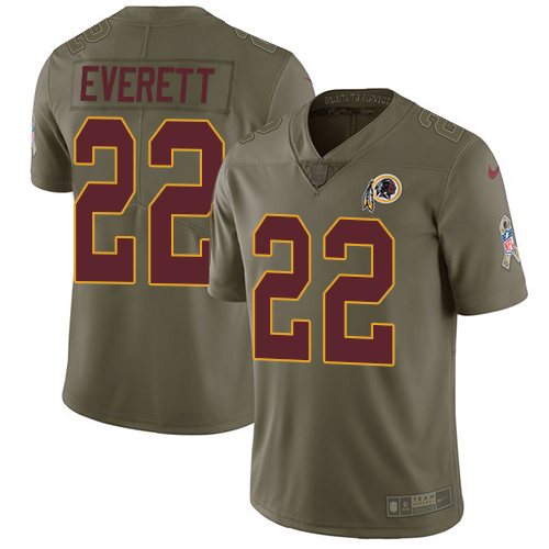 Nike Redskins 22 Deshazor Everett Olive Salute To Service Limited Jersey