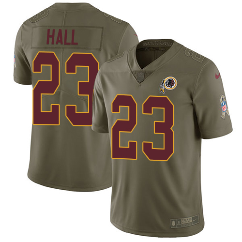 Nike Redskins 23 DeAngelo Hall Olive Salute To Service Limited Jersey - Click Image to Close