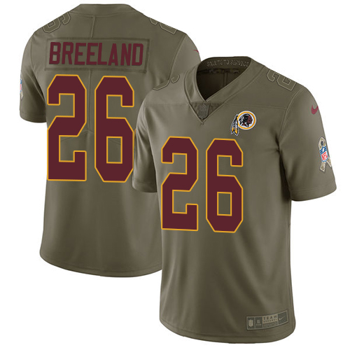 Nike Redskins 26 Bashaud Breeland Olive Salute To Service Limited Jersey