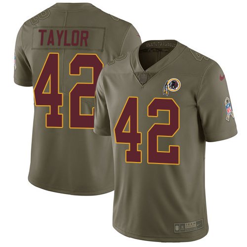 Nike Redskins 42 Charley Taylor Olive Salute To Service Limited Jersey - Click Image to Close