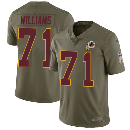 Nike Redskins 71 Trent Williams Olive Salute To Service Limited Jersey
