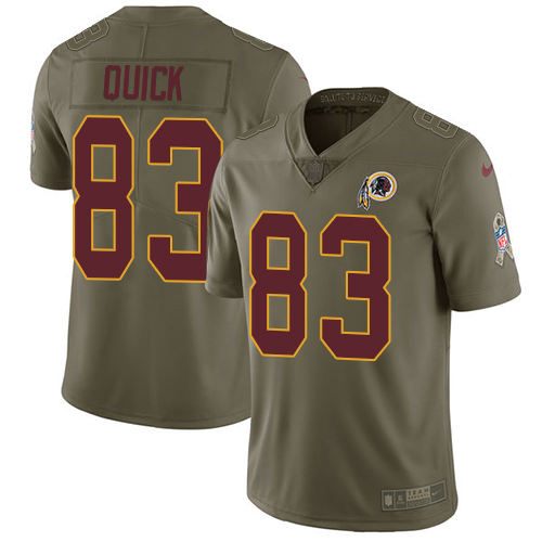 Nike Redskins 83 Brian Quick Olive Salute To Service Limited Jersey