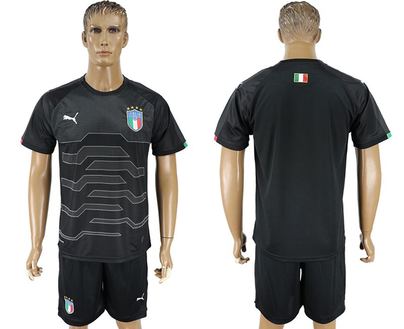 2017-18 Italy Black Goalkeeper Long Sleeve Soccer Jersey